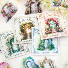 Vintage Garden Washi Stickers Pack - Flower Gate Stickers - Large Size