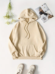 Casual Sports Hooded Sweatshirt Front Pocket Drawstring Hoodie Women's