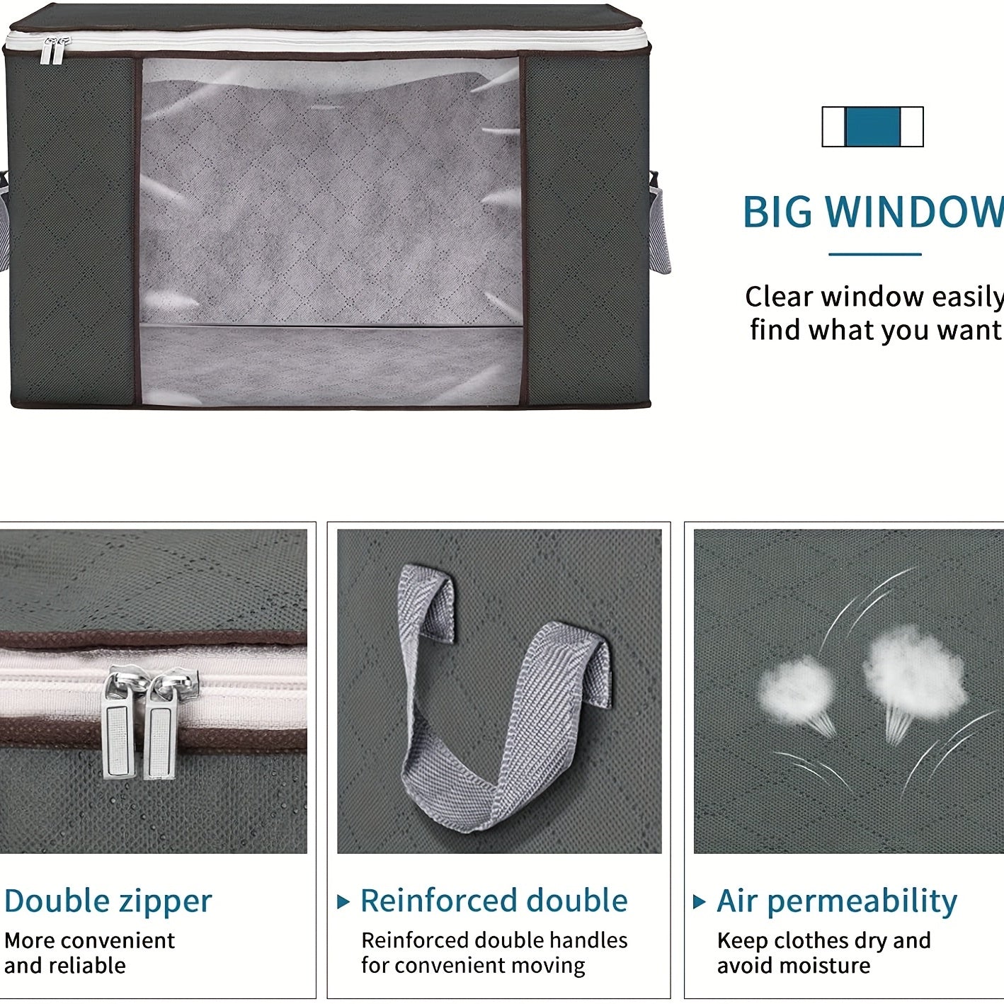 90L Large Capacity Foldable Storage Container with Reinforced Handle
