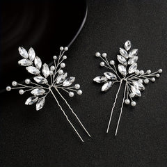 Bridal Hairpin Faux Pearl Rhinestone U shaped Hairpin Vintage