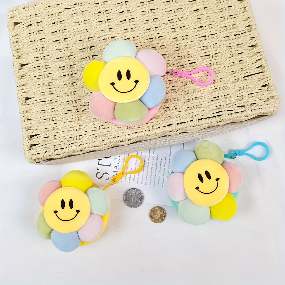 Cartoon Flower Key Chain Plush Doll School Bag Purse Pendant