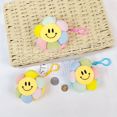 Cartoon Flower Key Chain Plush Doll School Bag Purse Pendant