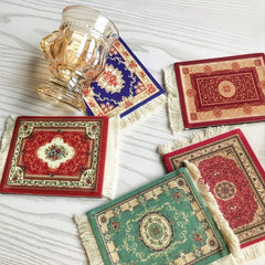 Ethnic Persian Style Tassel Coaster Mats for Home, 1pc
