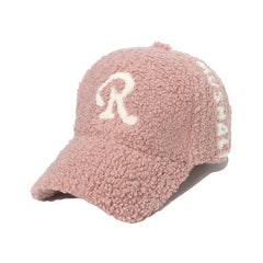 R Plush Baseball Cap with Ear Protection for Women