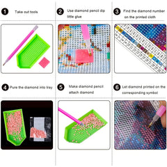 Colorful Tree Gem Arts Diamond Painting Kit 5D Full Round Rhinestone Home Deco