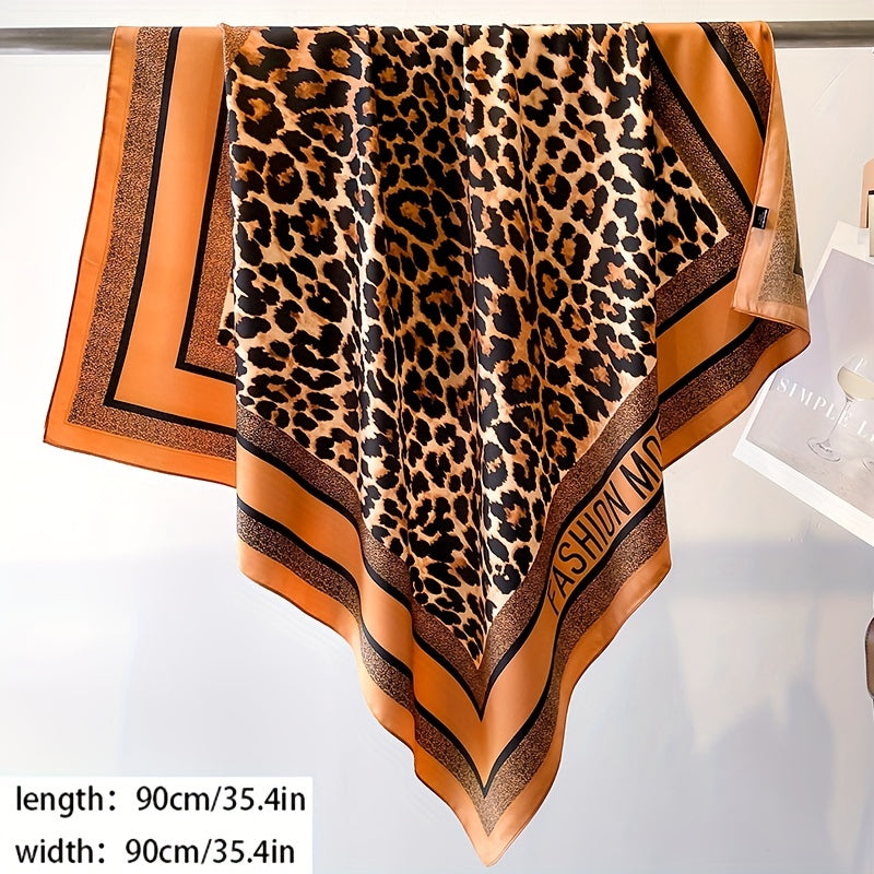 Leopard Print Shawl Large Square Scarf Outdoor Windproof Headwrap