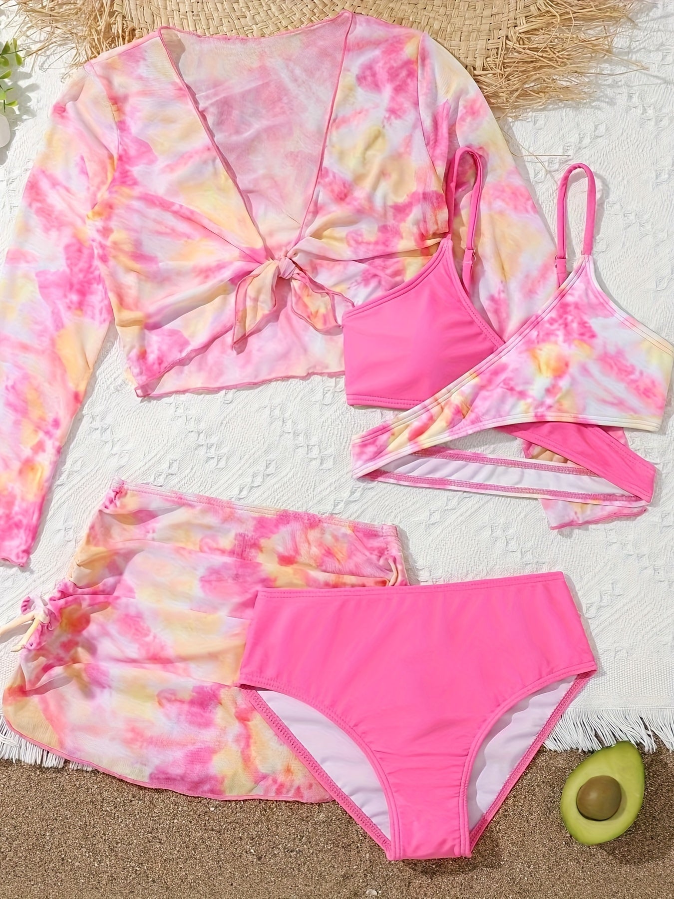 4pcs Tie Dye Swimsuit Set for Girls