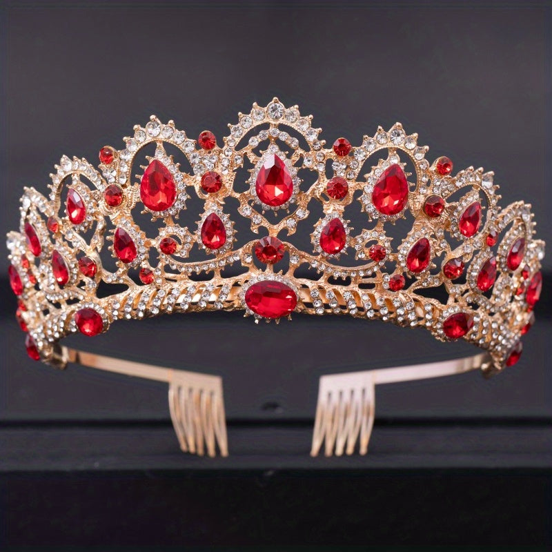 Baroque Crystal Crown Tiara Rhinestone Wedding Tiaras Women Prom Crowns