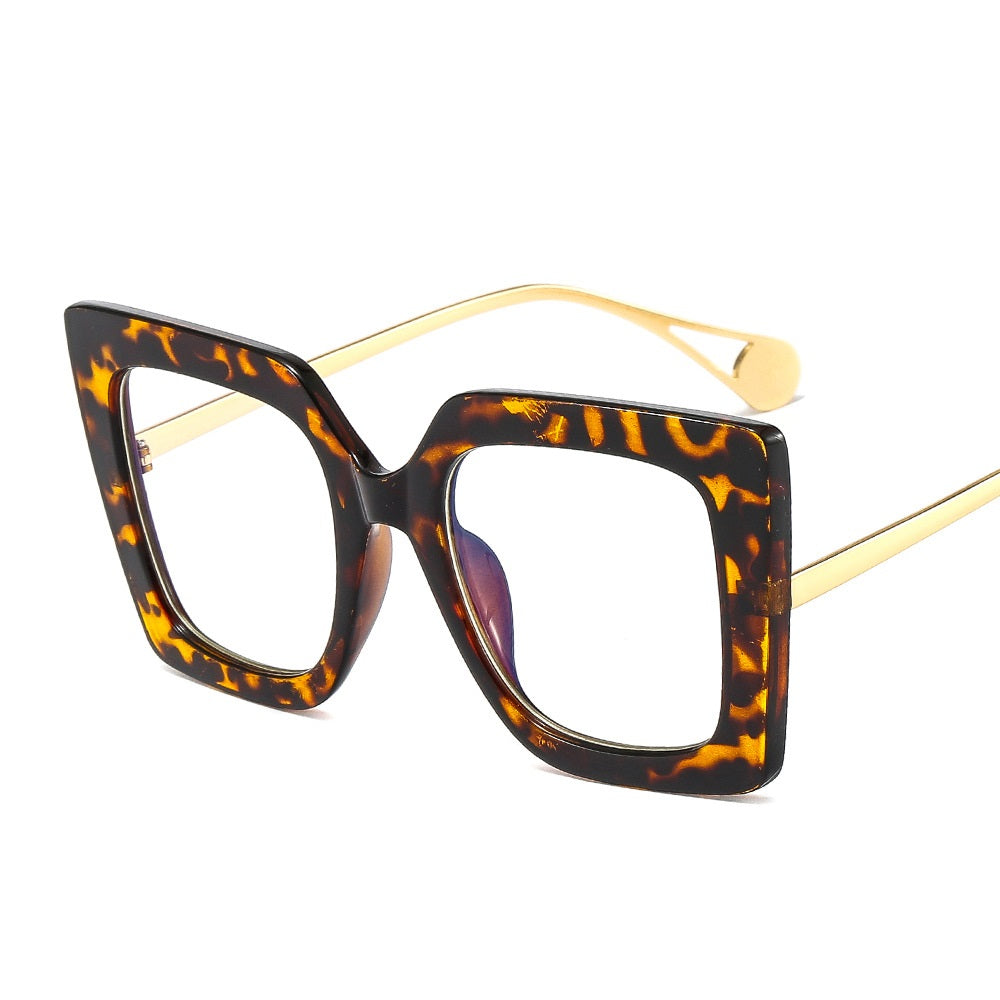 Rectangle Oversized Clear Lens Eyeglasses Light Blocking Glasses