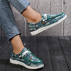 Women's Lace Up Flat Canvas Shoes Lightweight Slip On Loafers