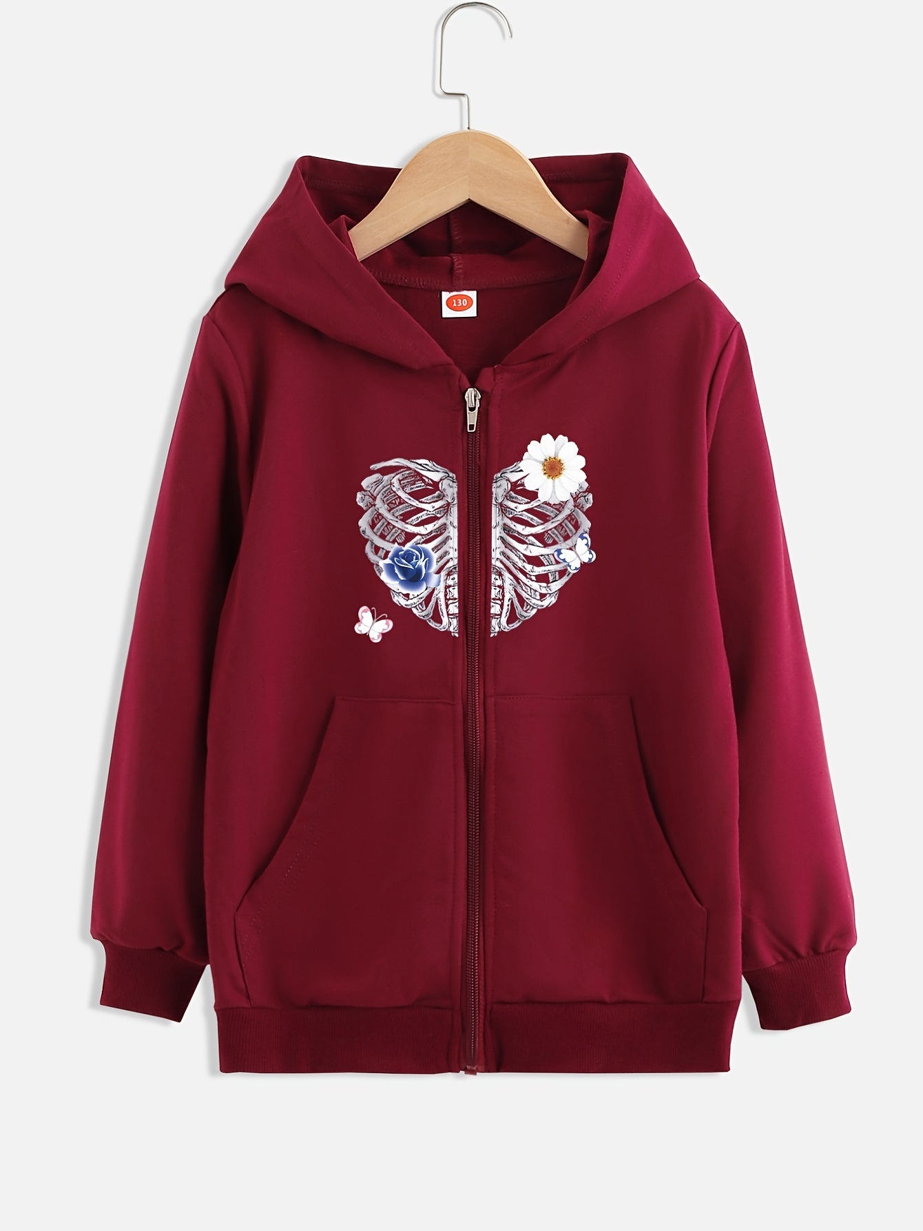 Girls Hooded Sweatshirt Jacket Butterfly Print Coat Kids Clothes