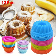 12pcs Silicone Muffin Cups for Home Baking Non Stick Reusable