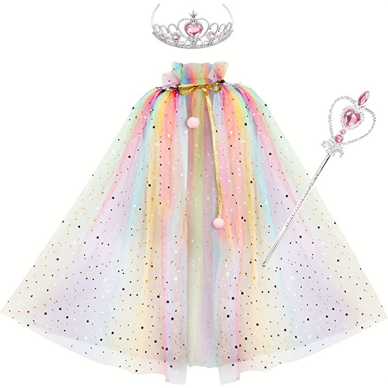 3pcs Princess Cape Set Dress up Costumes for Birthdays & Halloween