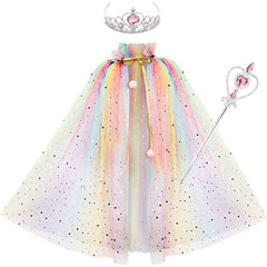 3pcs Princess Cape Set Dress up Costumes for Birthdays & Halloween