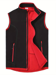 Men's Warm Stand Collar Vest Full Zip Windproof Thermal Vest