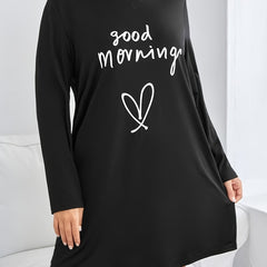Heart Print Short Sleeve Comfort Sleep Dress