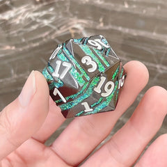 Metal D20 33mm Striped Dice Game Accessories