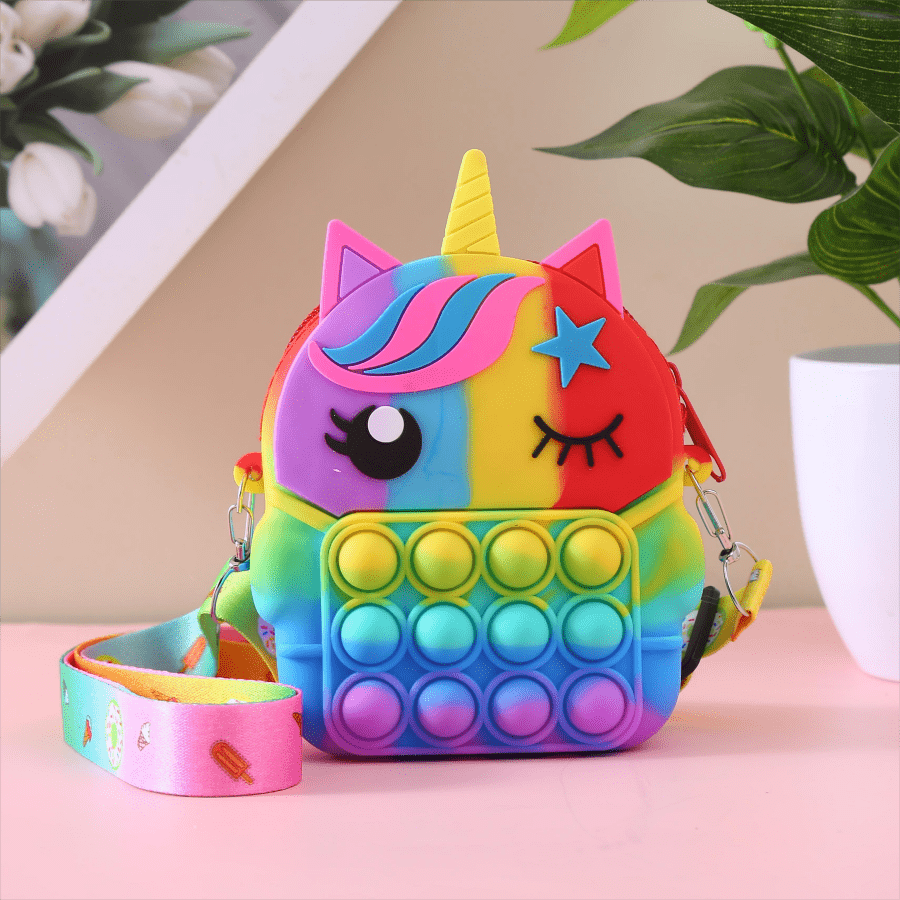 Unicorn Shoulder Bag for Girls - Pop Fidget Toy for Anxiety Relief