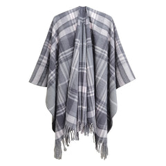Plaid Shawl With Tassel Long Warm Winter Shawl