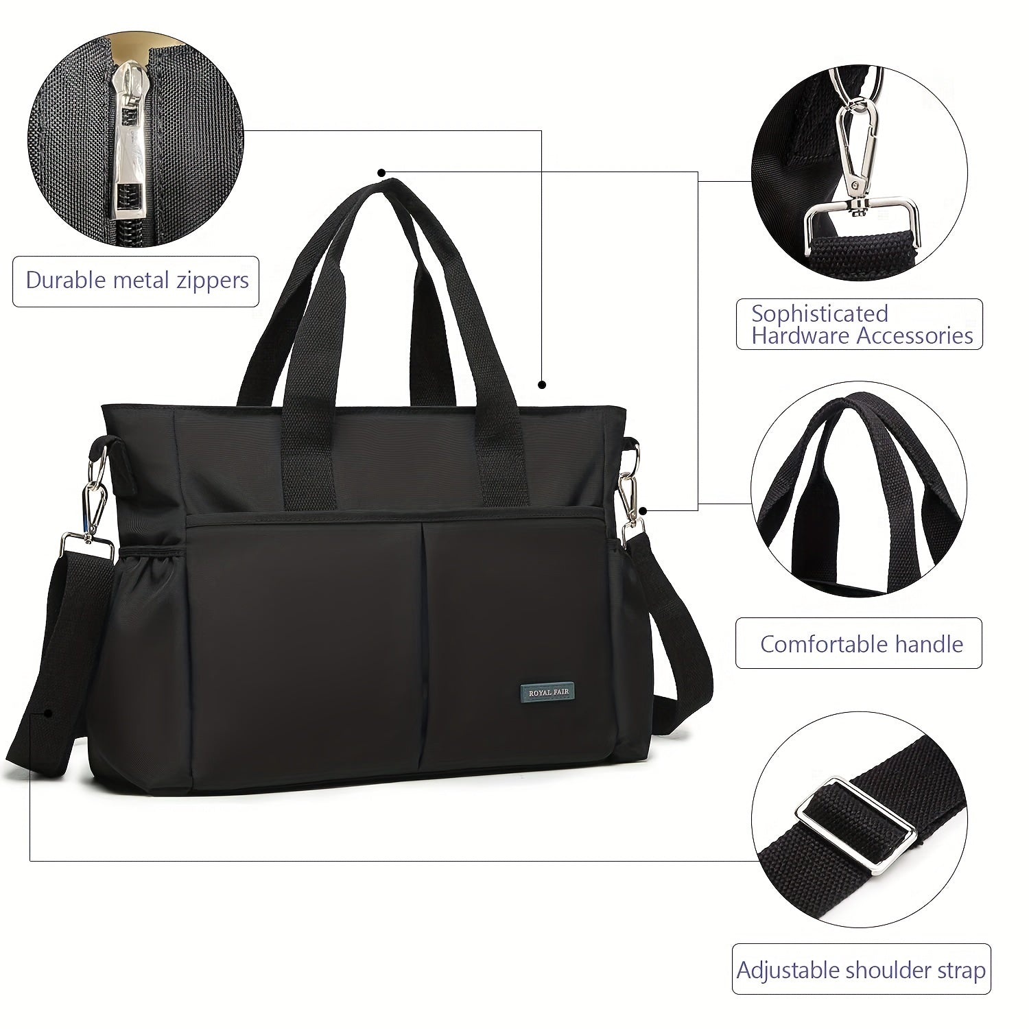 Large Diaper Bag Tote with Changing Pad & Pacifier Bag