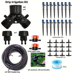 Drip Irrigation Kit for Potted Plants, 19.96m Tubing, 16 Sprinklers