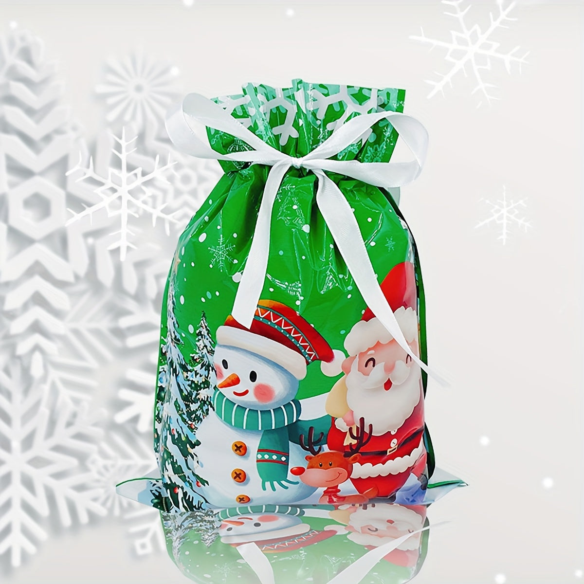 4pcs Cartoon Christmas Gift Bag Santa Claus Snowman Christmas Tree Elk Multicolo