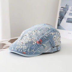 Ethnic Denim Classic Streetwear Floral Print Retro Couple Hat