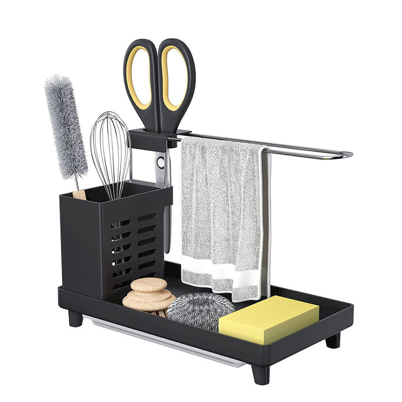 Kitchen Sink Caddy with Stainless Towel Shelf