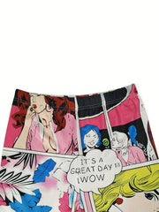 Comic Print Leggings Casual Sporty Skinny Leggings