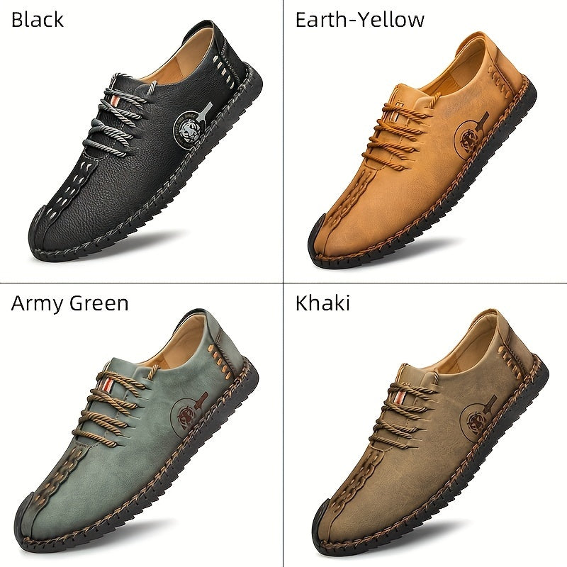 CLOHOO Leather Loafer Shoes Comfortable Lace Up Shoes