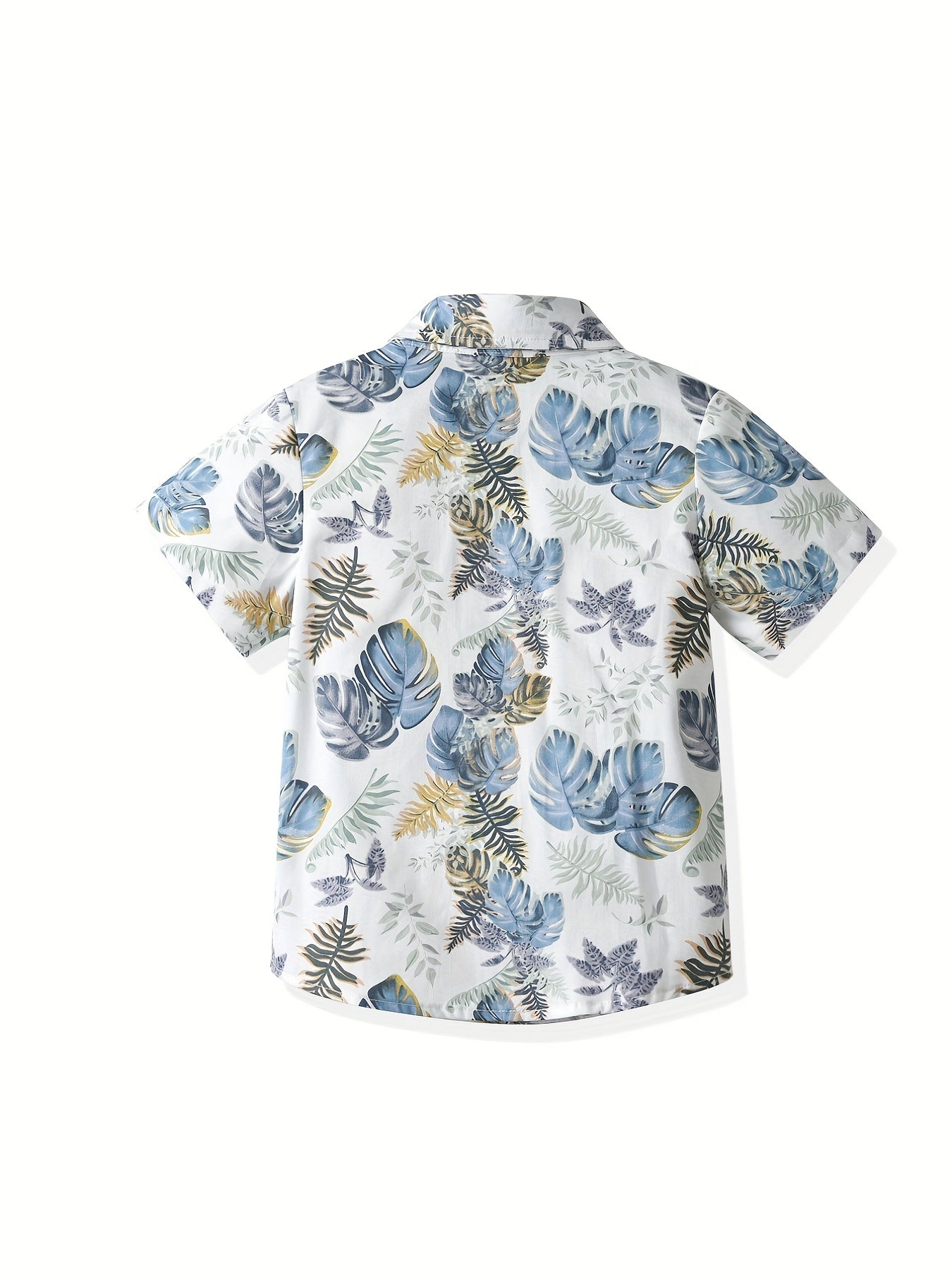 Boys Leaf Print Short Sleeves Casual Shirt For Vacation Beach