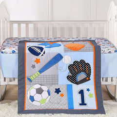 3pcs Sports Print Baby Bedding Set Crib Bedding Set For Children Nursery Kids