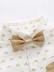 Baby Boys Gentleman Outfit Shirt Bowtie Suspender Pants Clothes