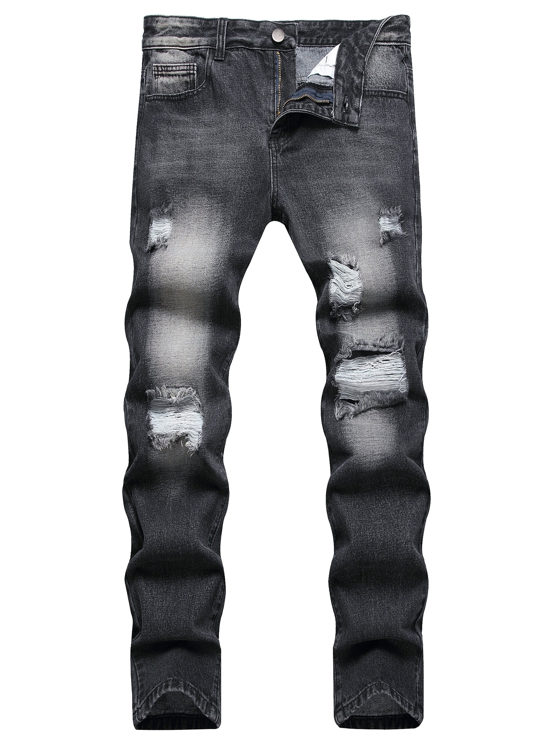 Men's Slim Fit Ripped Jeans Casual Street Style Denim Pants