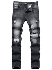 Men's Slim Fit Ripped Jeans Casual Street Style Denim Pants