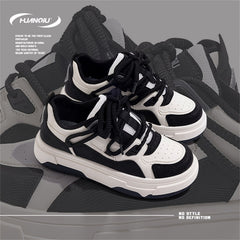 HUANQIU Lace-up Low Casual Skate Shoes Platform Outdoor Sneakers