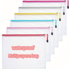 5pcs Waterproof Zipper Bags 5 Sizes 5 Colors Organizing School Supplies