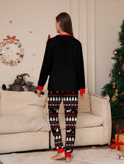 Christmas Print Pajama Set Long Sleeve Top & Pants Women's Sleepwear