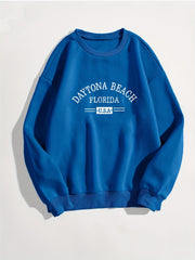 Letter Print Crew Neck Sweatshirt for Women
