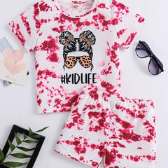 Summer Tie Dye Sunglasses Girl Print 2PCS Outfits