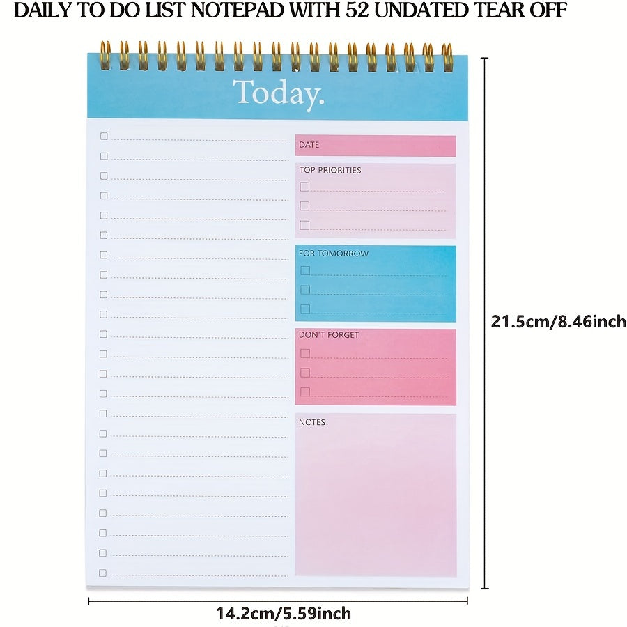 Daily Planner Notepad Undated 90 Pages Tear Off 14 X 21 Checklist
