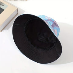 Pentagram Tie Dye Reversible Bucket Hat Unisex Sunscreen Couple Fisherman Cap