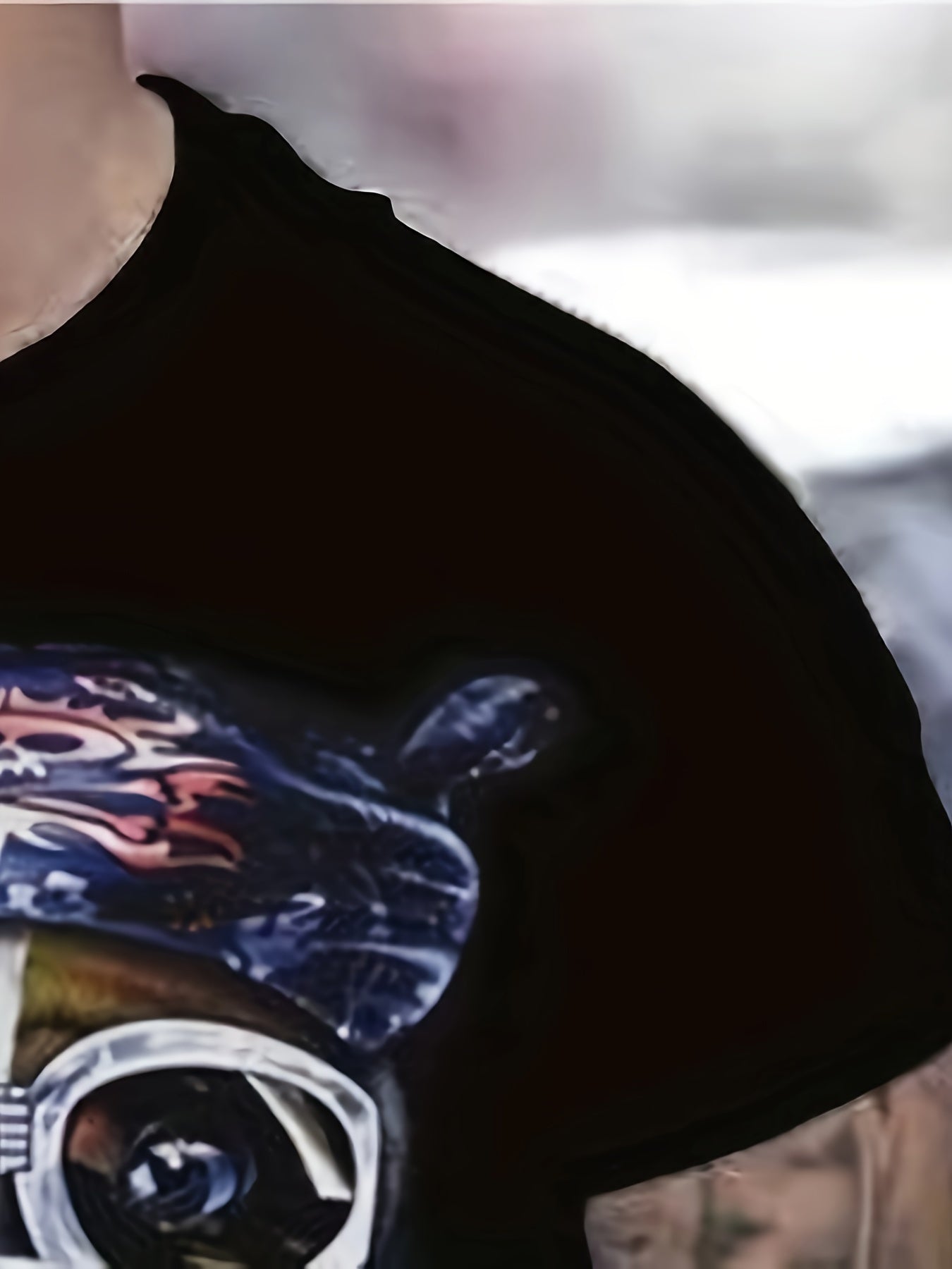Dog Motorcycle Pattern Print Men's Short Sleeve Tee