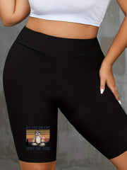 Sloth Print High Rise Biker Shorts