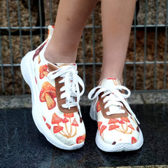 Colorful Mushroom Print Women's Casual Sneakers Lightweight Outdoor Shoes