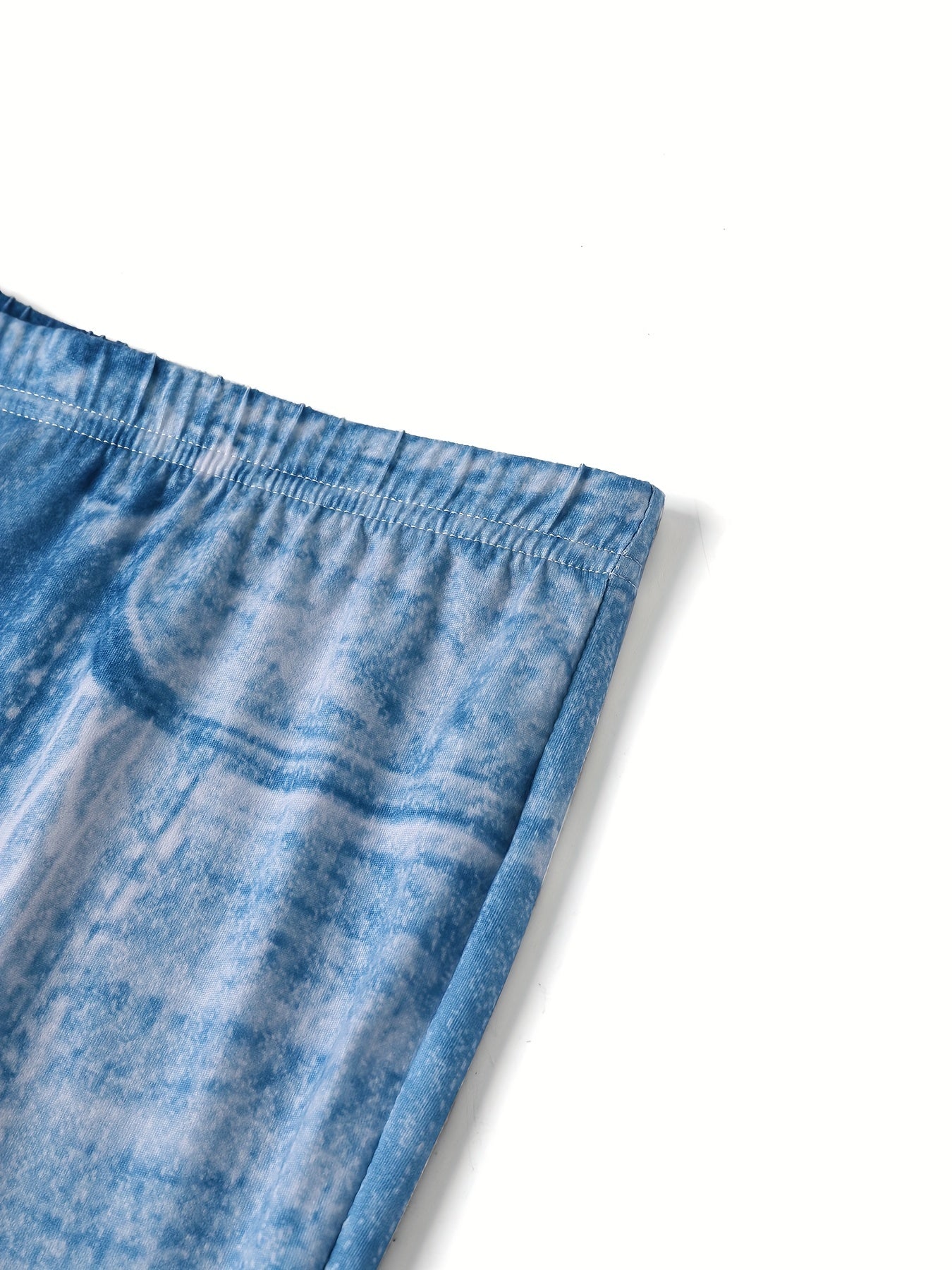 Lace Denim Print Flare Leg Leggings