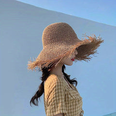 Foldable Straw Hat Hollow Crochet Sun Hat Breathable Beach Hat