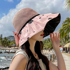 Polka Dot Double Layer Sun Hat Women Beach Hat