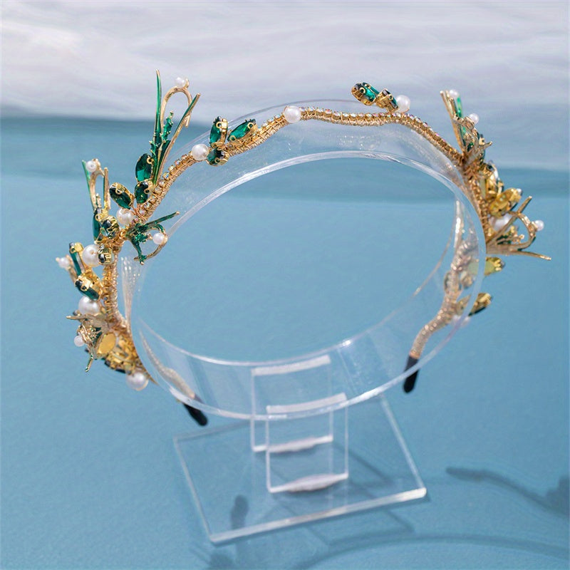 Green Rhinestone Crystal Princess Hair Hoop for Girls