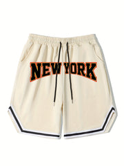 Men's Streetwear Shorts York Graphic Drawstring Stretchy Short Pants